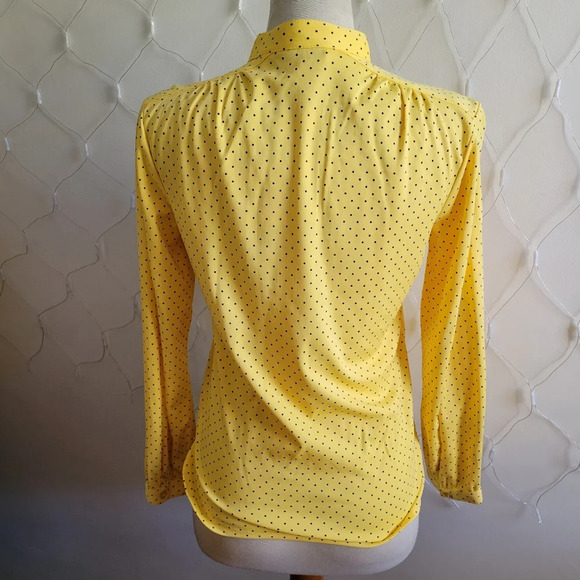Vintage Polka-Dot Tunic Top / Yellow w/ Black / Fits Small - Picture 6 of 7